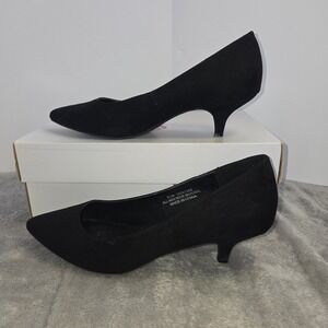 Cato Womens Black Faux Suede Pointed Toe Kitten Heel Pumps Size 8.5 M 34763268